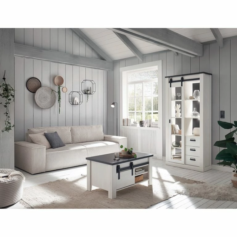 Loftscape Ridgevalley Table Basse Shutter – Imitation Pin Blanc