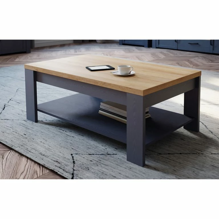 Loftscape Ridgevalley Table Basse Vassia – Imitation Chêne Navy / Imitation Chêne Riviera