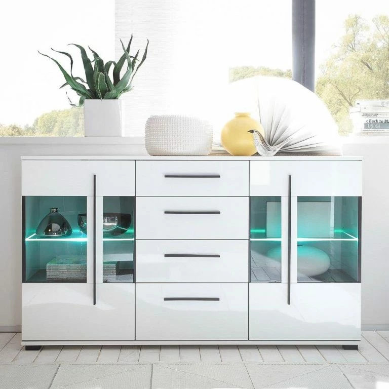 Loftscape Roomscape Buffet Farson – Blanc Brillant / Blanc