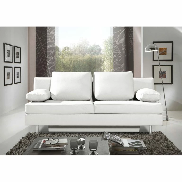 Loftscape Roomscape Canapé Convertible Emmanuela – Cuir Véritable Blanc