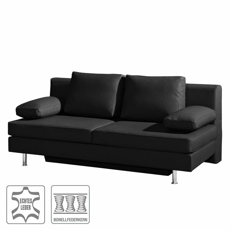 Loftscape Roomscape Canapé Convertible Emmanuela – Cuir Véritable Noir
