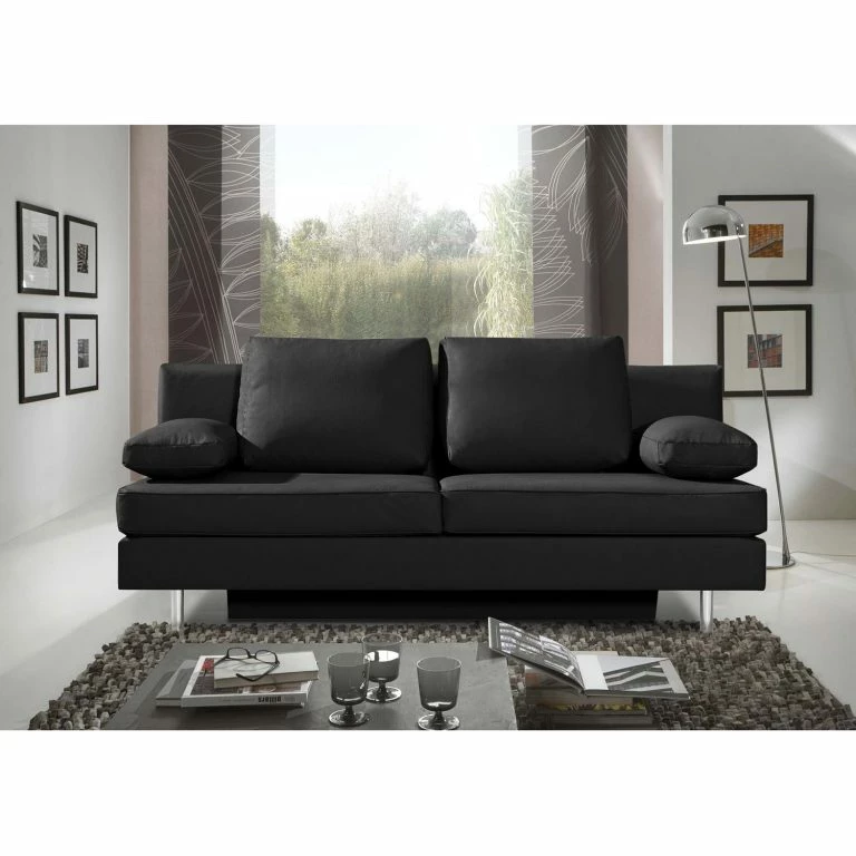 Loftscape Roomscape Canapé Convertible Emmanuela – Cuir Véritable Noir