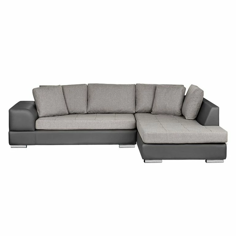 Loftscape Roomscape Canapé D’angle Brandon (convertible) – Imitation Cuir – Anthracite – Avec Méridienne Montée à Droite (vue De Face)