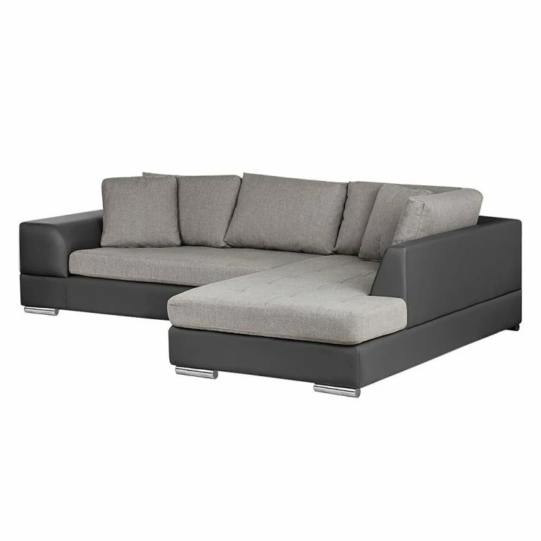 Loftscape Roomscape Canapé D’angle Brandon (convertible) – Imitation Cuir – Anthracite – Avec Méridienne Montée à Droite (vue De Face)