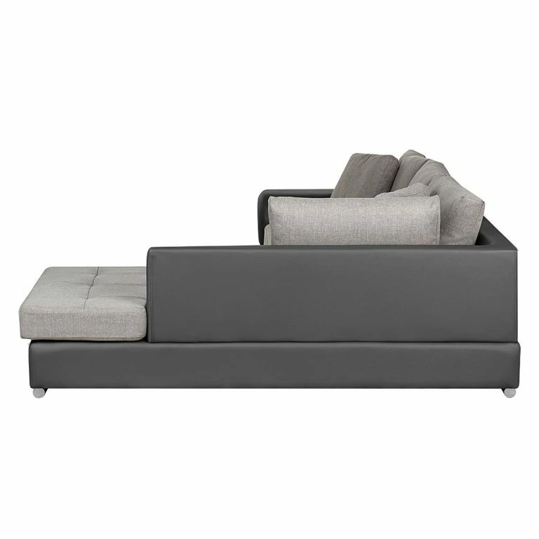 Loftscape Roomscape Canapé D’angle Brandon (convertible) – Imitation Cuir – Anthracite – Avec Méridienne Montée à Droite (vue De Face)