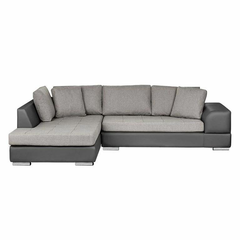 Loftscape Roomscape Canapé D’angle Brandon – Cuir Synthétique Anthracite – Méridienne à Gauche (vue De Face)