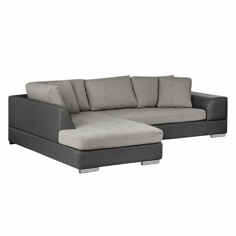 Loftscape Roomscape Canapé D’angle Brandon – Cuir Synthétique Anthracite – Méridienne à Gauche (vue De Face)