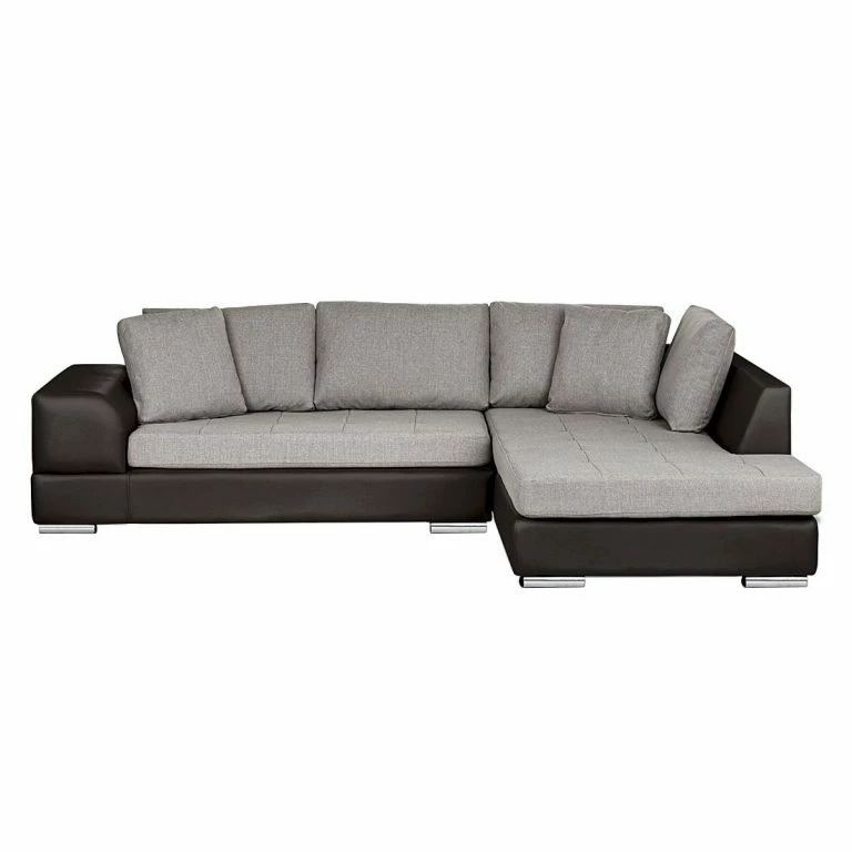 Loftscape Roomscape Canapé D’angle Brandon – Cuir Synthétique Marron Foncé – Méridienne à Droite (vue De Face)