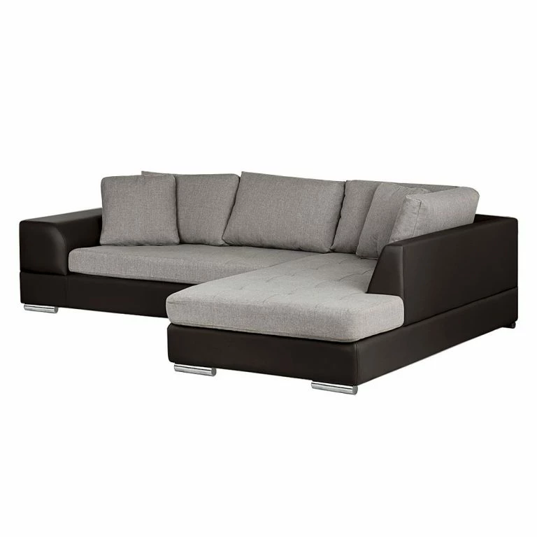 Loftscape Roomscape Canapé D’angle Brandon – Cuir Synthétique Marron Foncé – Méridienne à Droite (vue De Face)