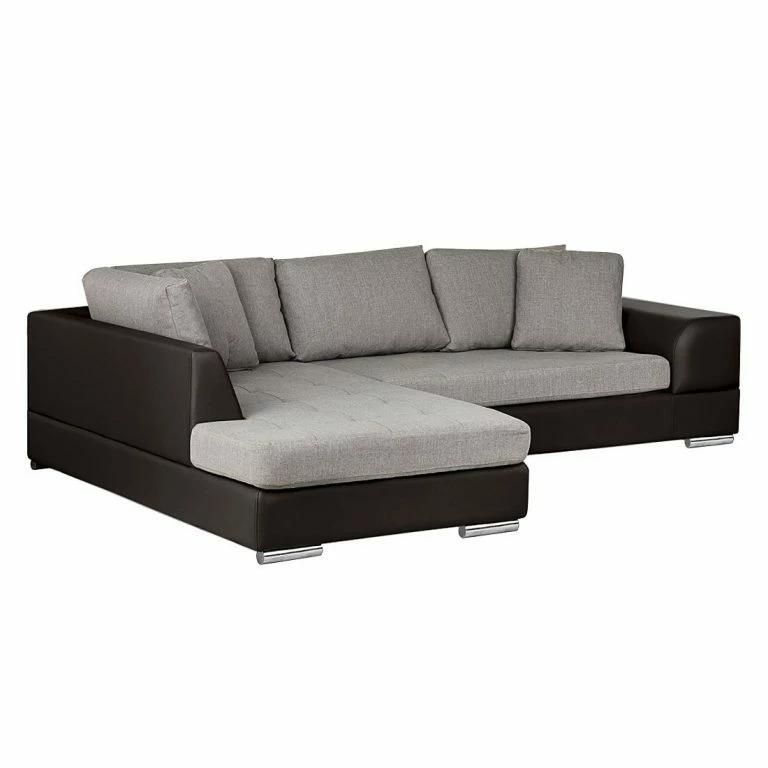Loftscape Roomscape Canapé D’angle Brandon – Cuir Synthétique Marron Foncé – Méridienne à Gauche (vue De Face)