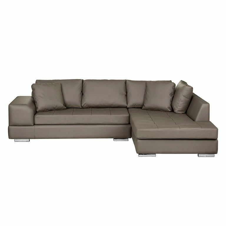 Loftscape Roomscape Canapé D’angle Tosya – Cuir Synthétique Marron – Méridienne à Droite (vue De Face)