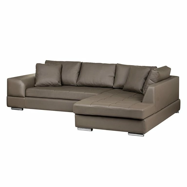 Loftscape Roomscape Canapé D’angle Tosya – Cuir Synthétique Marron – Méridienne à Droite (vue De Face)