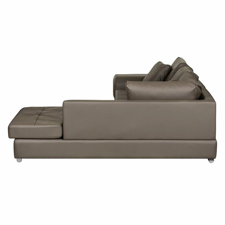Loftscape Roomscape Canapé D’angle Tosya – Cuir Synthétique Marron – Méridienne à Droite (vue De Face)
