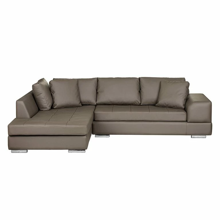 Loftscape Roomscape Canapé D’angle Tosya – Cuir Synthétique Marron – Méridienne à Gauche (vue De Face)