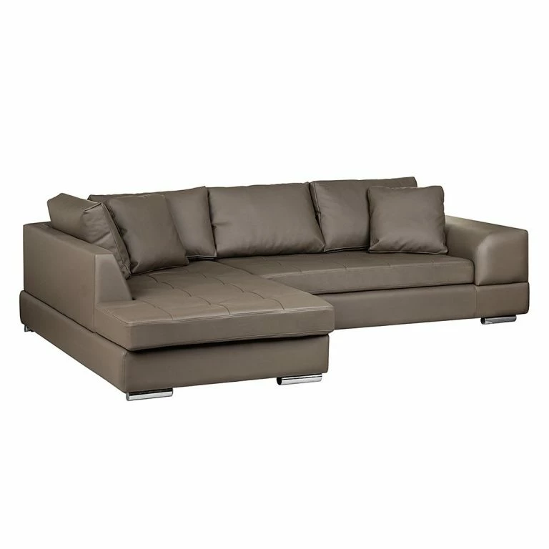 Loftscape Roomscape Canapé D’angle Tosya – Cuir Synthétique Marron – Méridienne à Gauche (vue De Face)