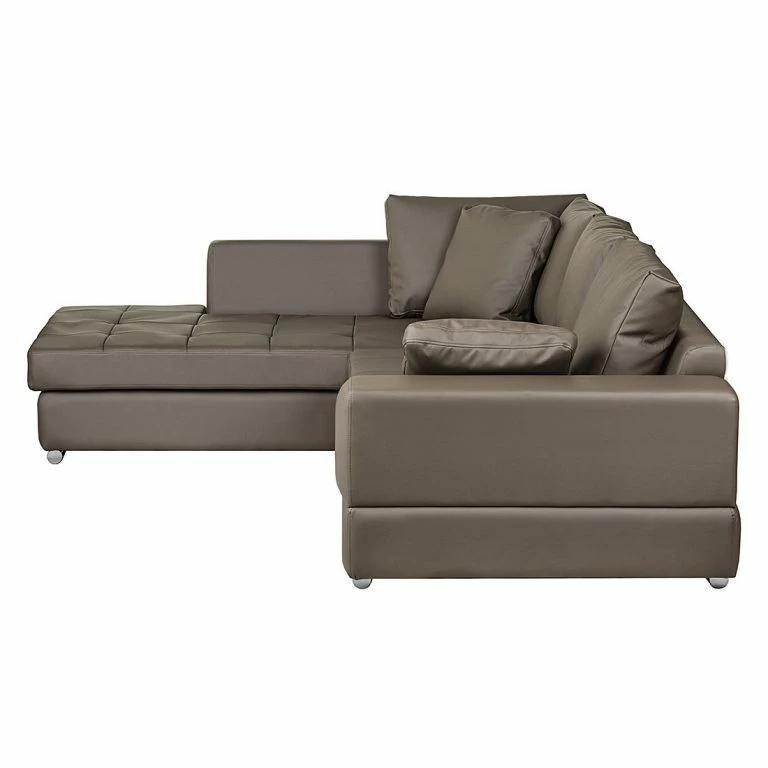 Loftscape Roomscape Canapé D’angle Tosya – Cuir Synthétique Marron – Méridienne à Gauche (vue De Face)