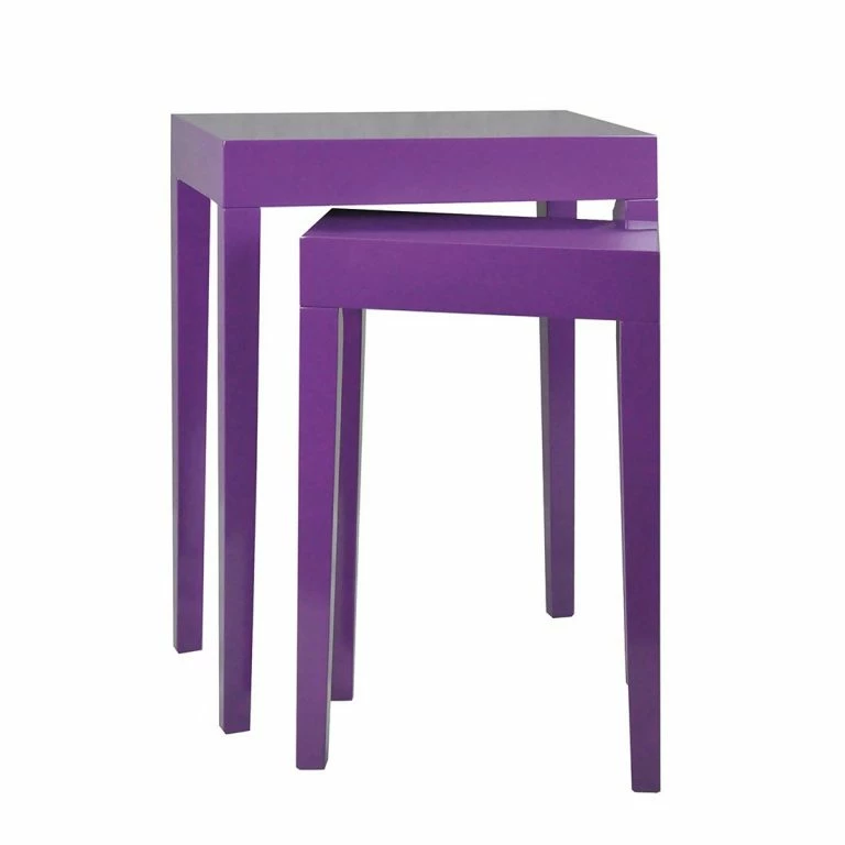 loftscape Roomscape Set de tables d’appoint Gleamy – 2 éléments – Paulownia partiellement massif – Violet brillant