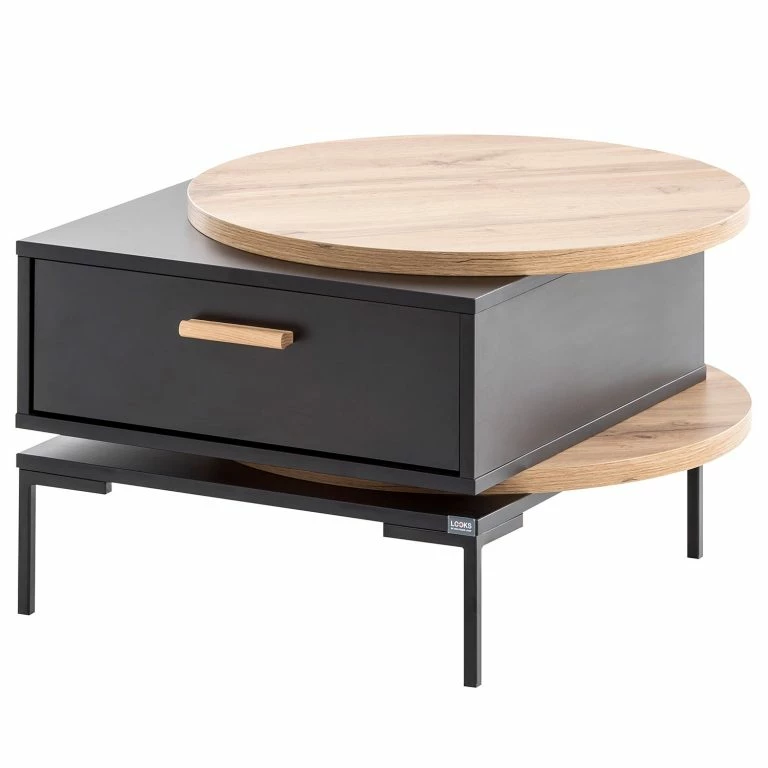 loftscape Schildmeyer Table basse Looks I – Noir / Imitation chêne