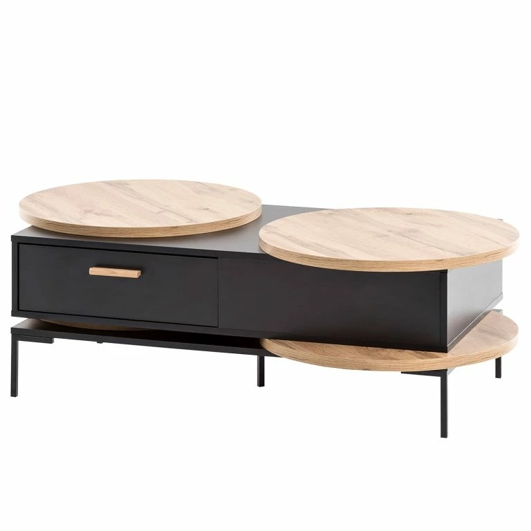 loftscape Schildmeyer Table basse Looks II – Noir / Imitation chêne