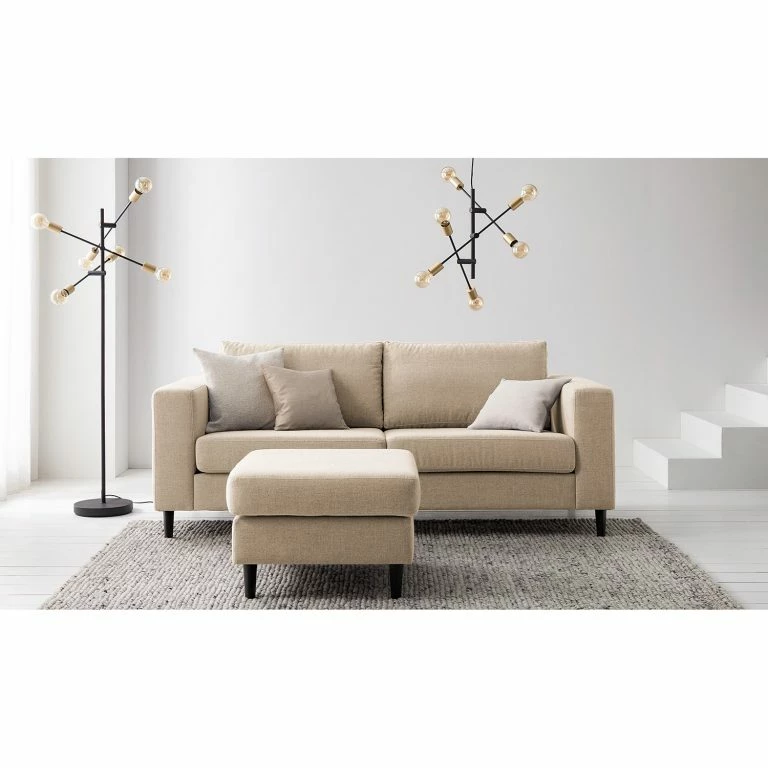 Loftscape Studio Copenhagen 2-3 Places Canapé COSO Classic – Tissu Milan : Beige – Hêtre