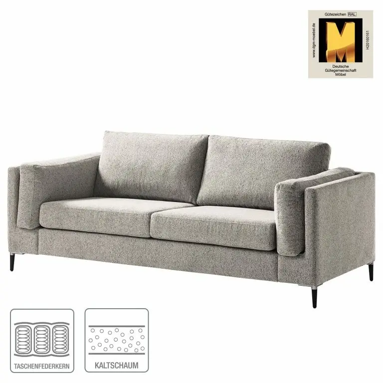 Loftscape Studio Copenhagen 2-3 Places Canapé COSO Classic+ – Tissu Chenille Rufi: Beige – Noir