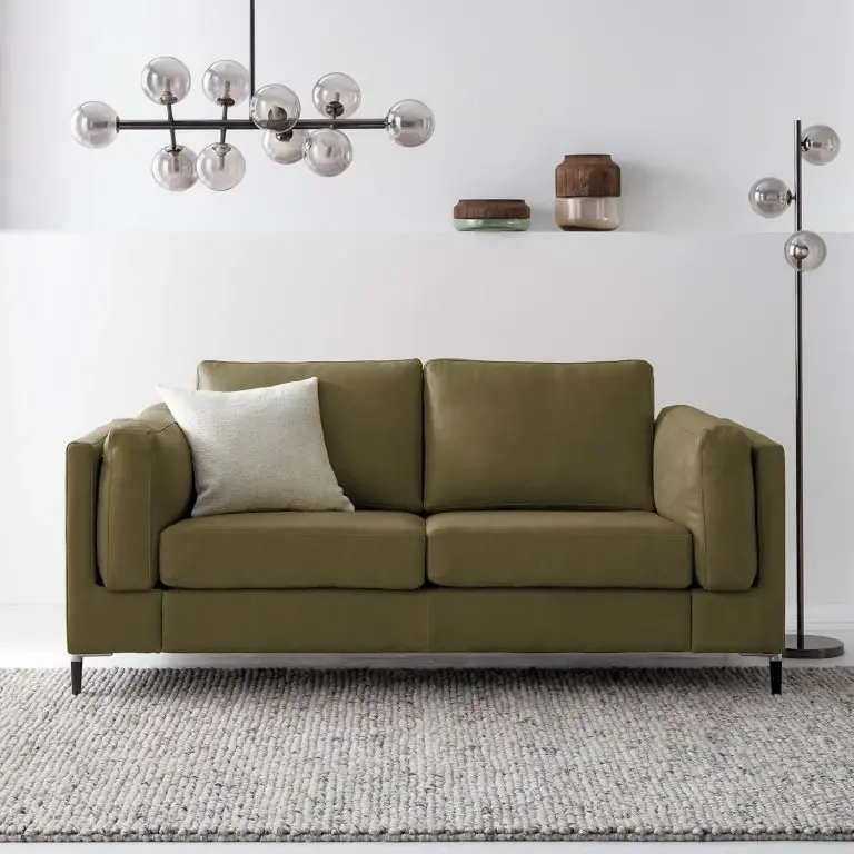 Loftscape Studio Copenhagen 2 Places Canapé COSO Classic+ – Cuir Véritable Taru : Vert Olive – Noir