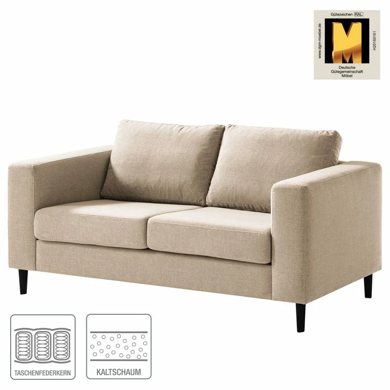 Loftscape Studio Copenhagen 2 Places Canapé COSO Classic – Tissu Milan : Beige – Hêtre