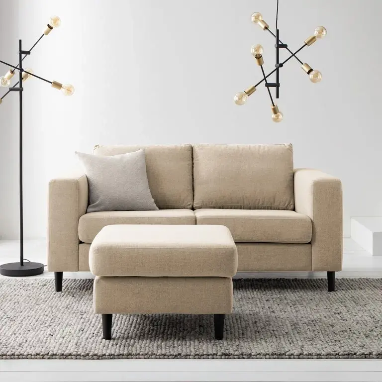 Loftscape Studio Copenhagen 2 Places Canapé COSO Classic – Tissu Milan : Beige – Hêtre