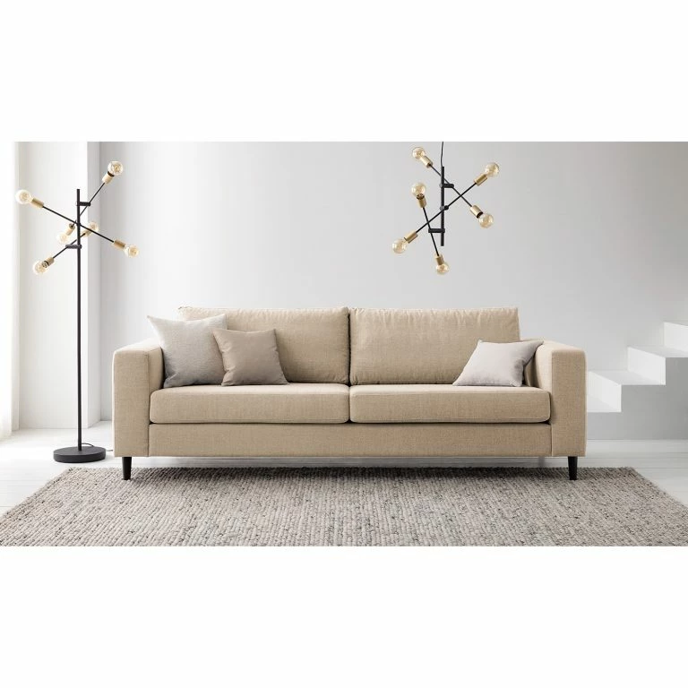 Loftscape Studio Copenhagen 3 Places Canapé COSO Classic – Tissu Milan : Beige – Hêtre