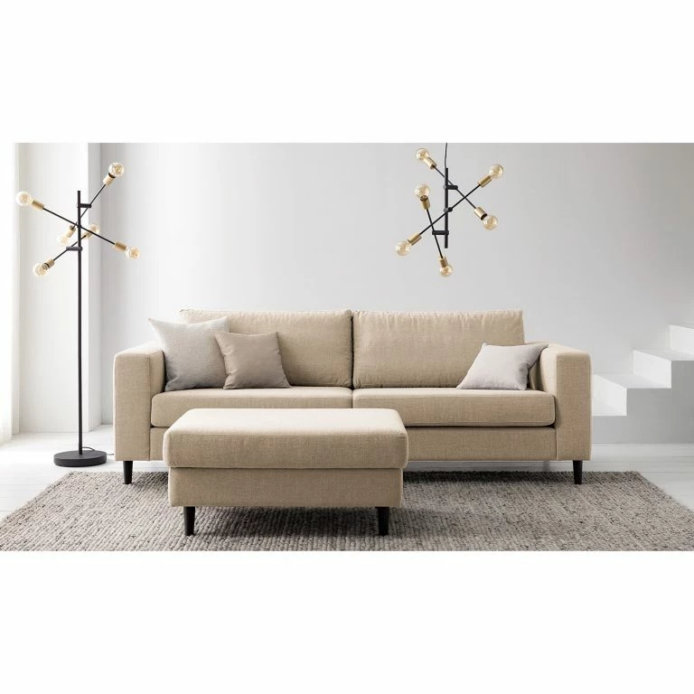 Loftscape Studio Copenhagen 3 Places Canapé COSO Classic – Tissu Milan : Beige – Hêtre