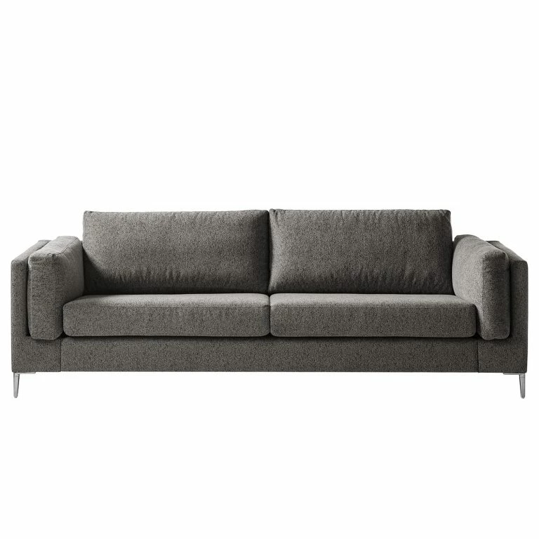 Loftscape Studio Copenhagen 3 Places Canapé COSO Classic+ – Tissu Chenille Rufi: Gris – Chrome Brillant