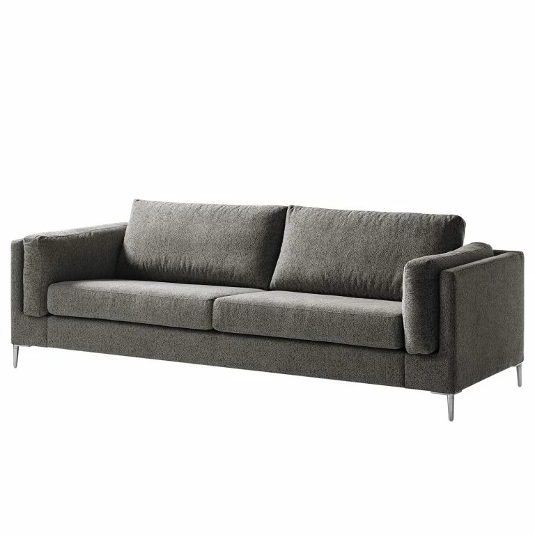 loftscape Studio Copenhagen 3 places Canapé COSO Classic+ – Tissu Chenille Rufi: Gris – Chrome brillant