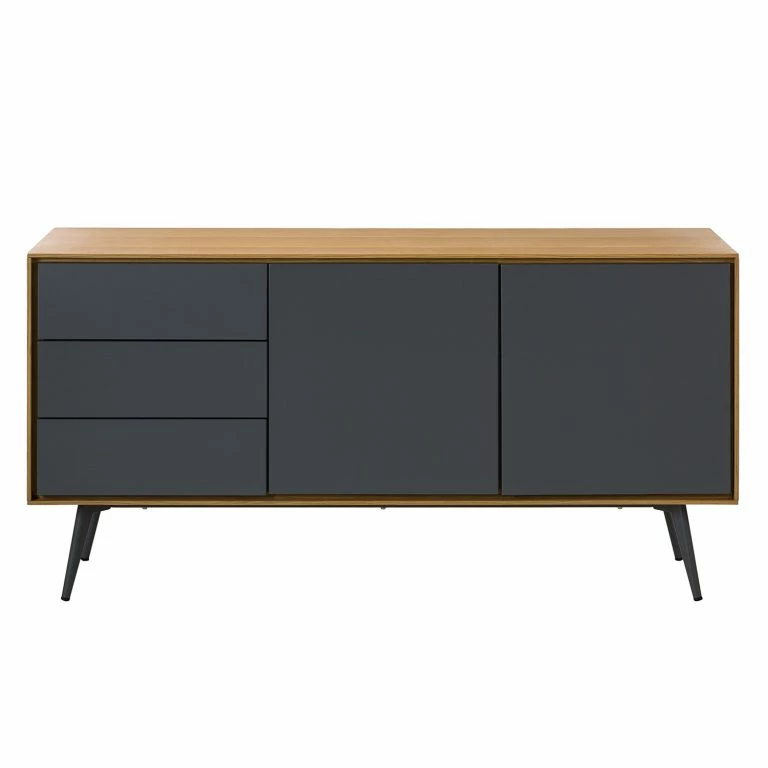 Loftscape Studio Copenhagen Buffet Danica – Placage En Bois Véritable – Gris Foncé Mat / Frêne