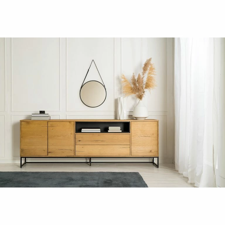 Loftscape Studio Copenhagen Buffet Flox II – Placage En Bois Véritable / Métal -Chêne / Noir