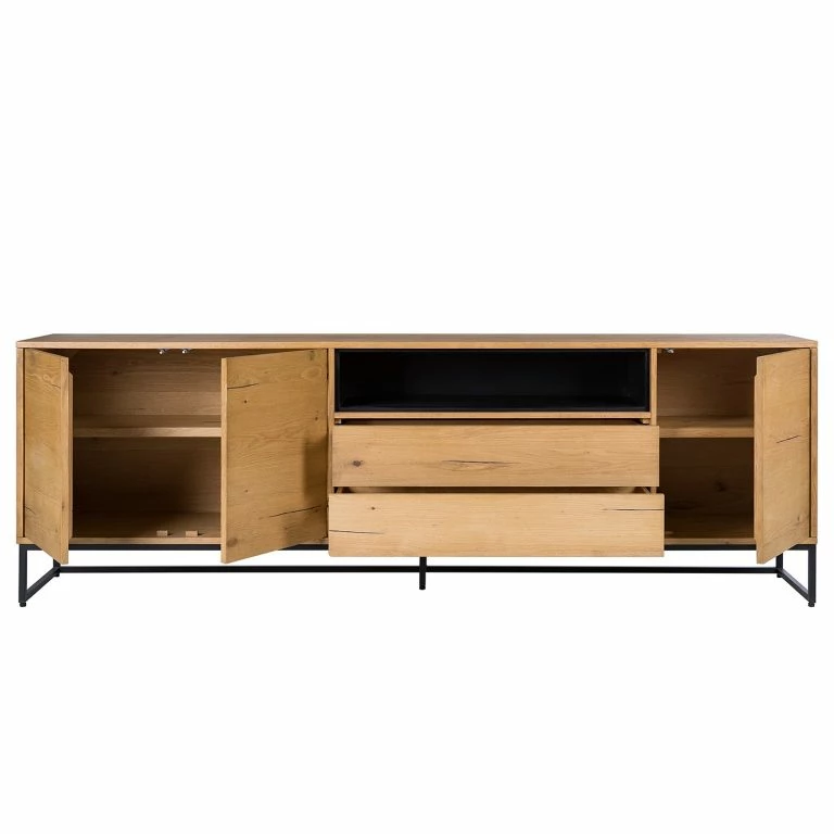 Loftscape Studio Copenhagen Buffet Flox II – Placage En Bois Véritable / Métal -Chêne / Noir