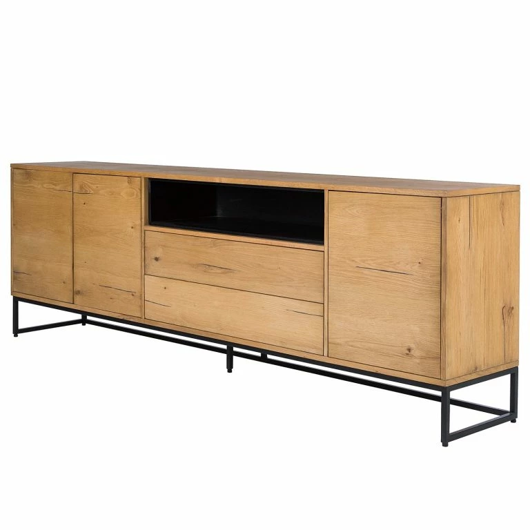 loftscape Studio Copenhagen Buffet Flox II – Placage en bois véritable / Métal -Chêne / Noir