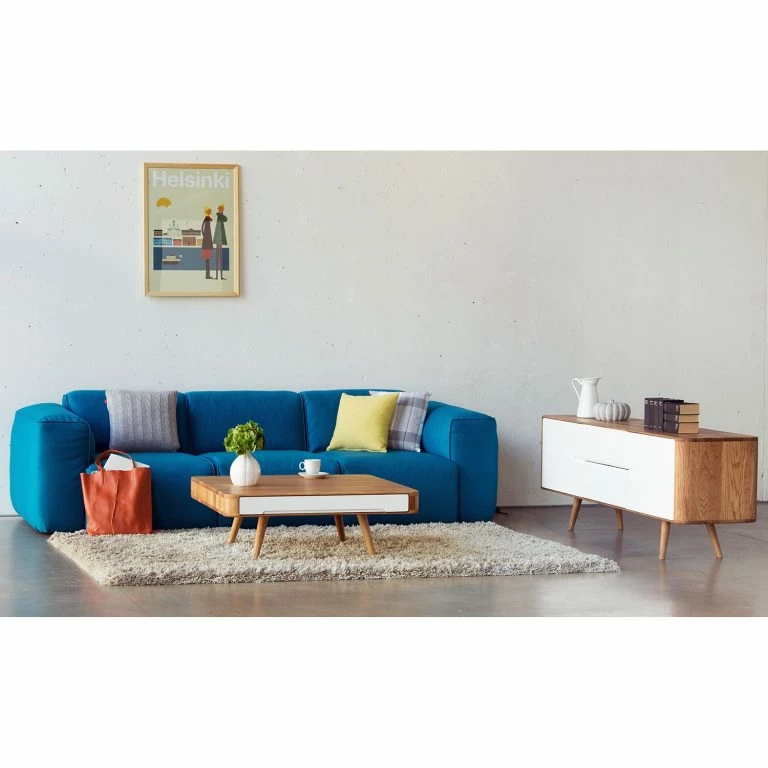 Loftscape Studio Copenhagen Buffet Loca I – Chêne Sauvage Massif – Blanc / Chêne Sauvage – Largeur : 180 Cm