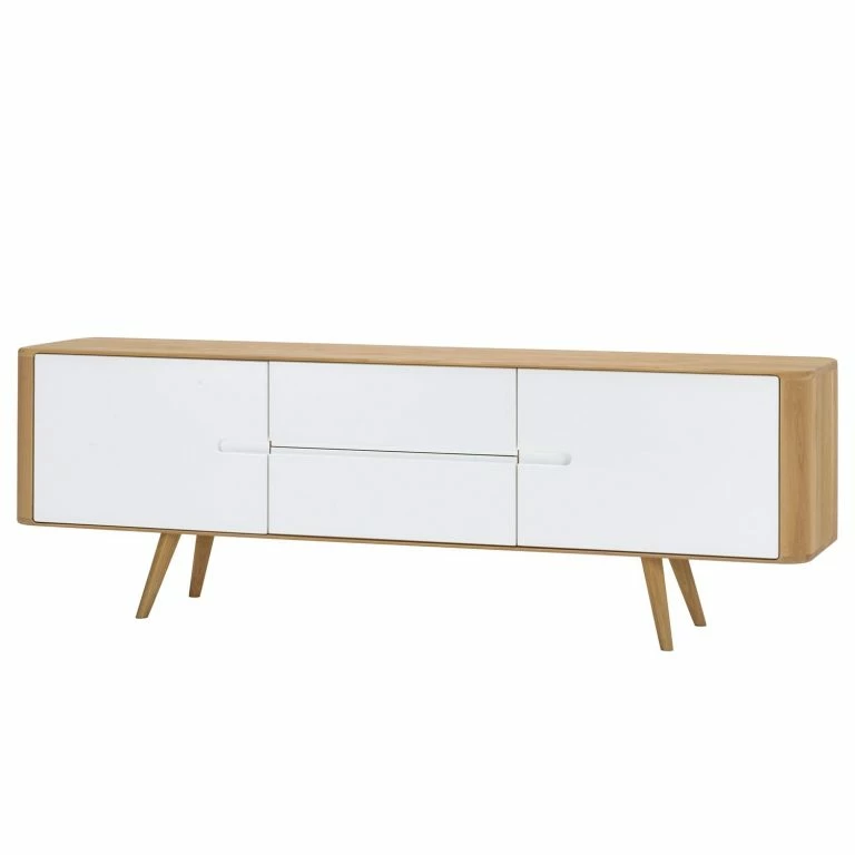 loftscape Studio Copenhagen Buffet Loca I – Chêne sauvage massif – Blanc / Chêne sauvage – Largeur : 180 cm