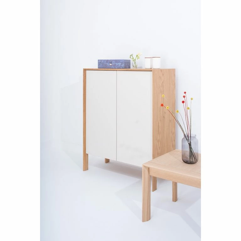 Loftscape Studio Copenhagen Buffet Maayka – Partiellement En Chêne Massif – Blanc / Chêne Clair