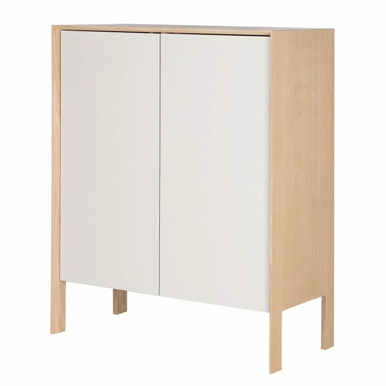 loftscape Studio Copenhagen Buffet Maayka – Partiellement en chêne massif – Blanc / Chêne clair