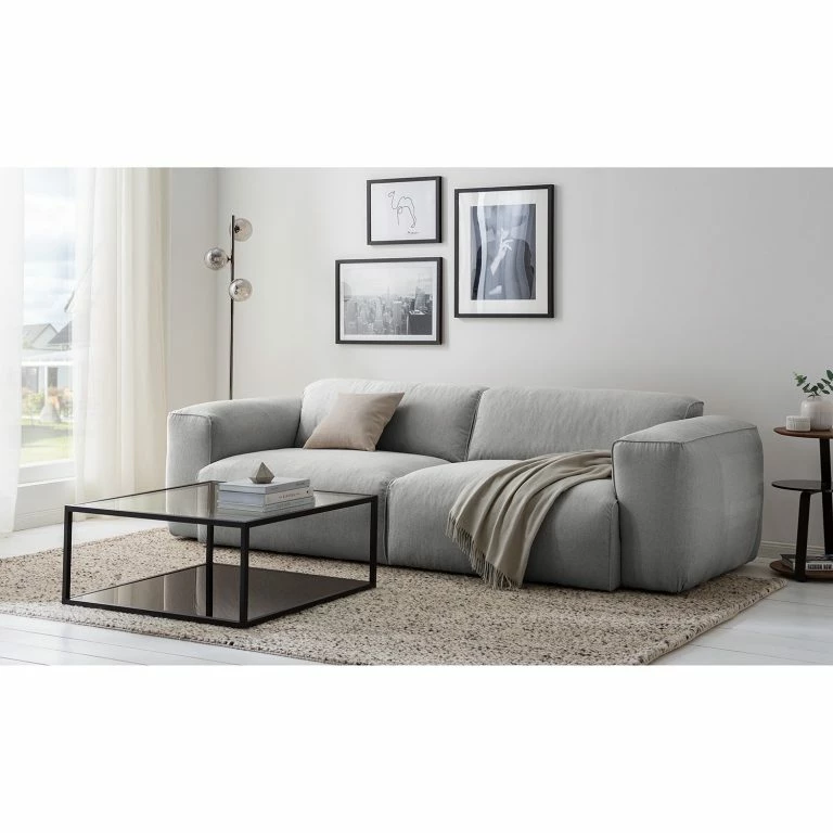 Loftscape Studio Copenhagen Canapé 3 Places HUDSON – Tissu Saia: Gris Clair