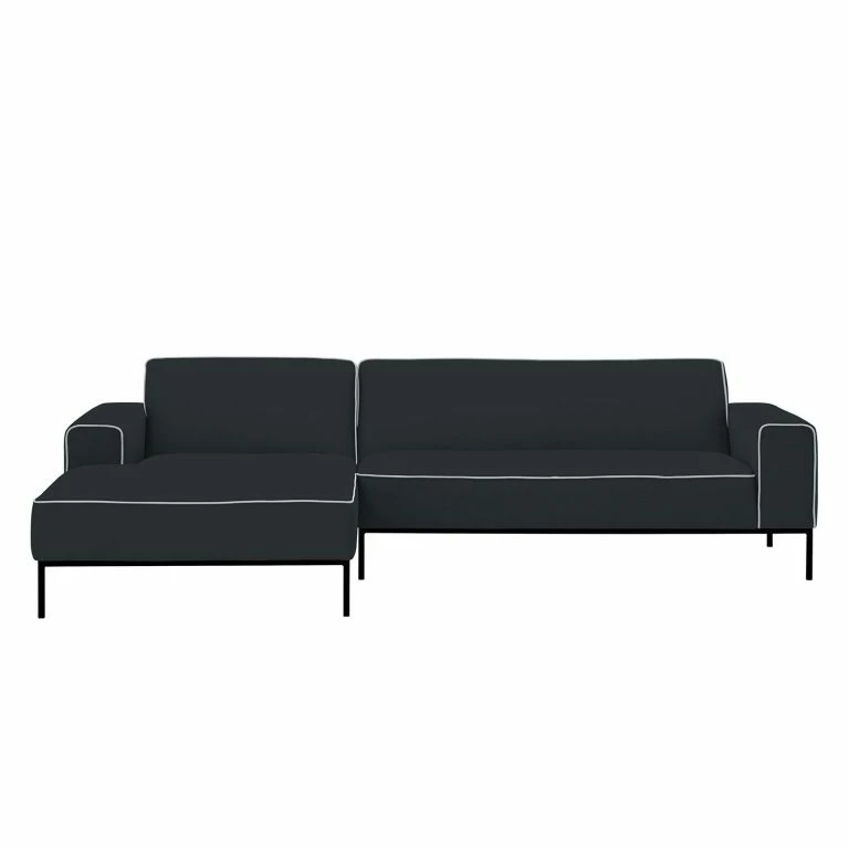 Loftscape Studio Copenhagen Canapé D’angle Ampio Duo I Tissu – Tissu Floreana : Anthracite – Méridienne Courte à Gauche (vue De Face) – Noir