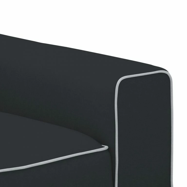 Loftscape Studio Copenhagen Canapé D’angle Ampio Duo I Tissu – Tissu Floreana : Anthracite – Méridienne Courte à Gauche (vue De Face) – Noir