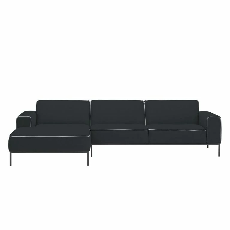 Loftscape Studio Copenhagen Canapé D’angle Ampio Duo II Tissu – Tissu Floreana : Anthracite – Méridienne Courte à Gauche (vue De Face) – Gris