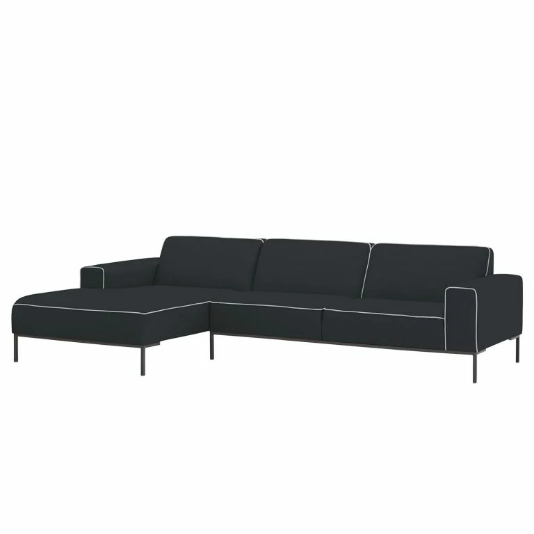 loftscape Studio Copenhagen Canapé d’angle Ampio Duo II Tissu – Tissu Floreana : Anthracite – Méridienne courte à gauche (vue de face) – Gris