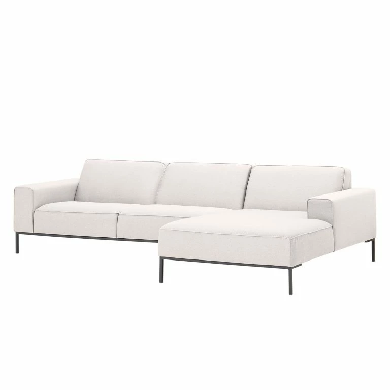 Loftscape Studio Copenhagen Canapé D’angle Ampio II Tissu – Tissu Floreana : Beige – Méridienne Courte à Droite (vue De Face) – Gris