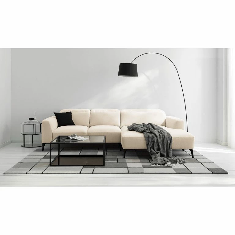 Loftscape Studio Copenhagen Canapé D’angle Berrie I – Tissu Saia: Beige – Largeur : 266 Cm – Méridienne Courte à Droite (vue De Face)