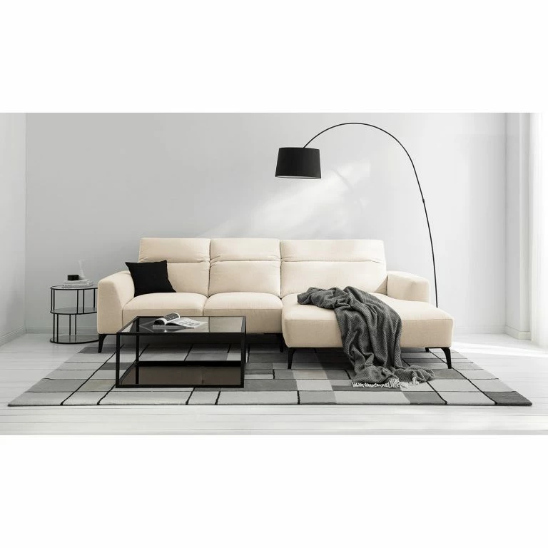 Loftscape Studio Copenhagen Canapé D’angle Berrie I – Tissu Saia: Beige – Largeur : 266 Cm – Méridienne Courte à Droite (vue De Face)
