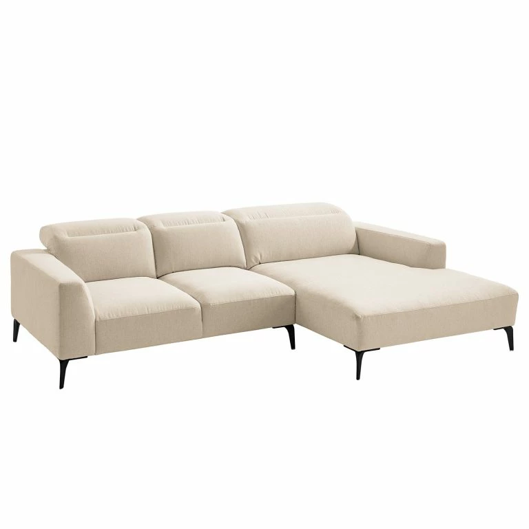 loftscape Studio Copenhagen Canapé d’angle Berrie I – Tissu Saia: Beige – Largeur : 266 cm – Méridienne courte à droite (vue de face)