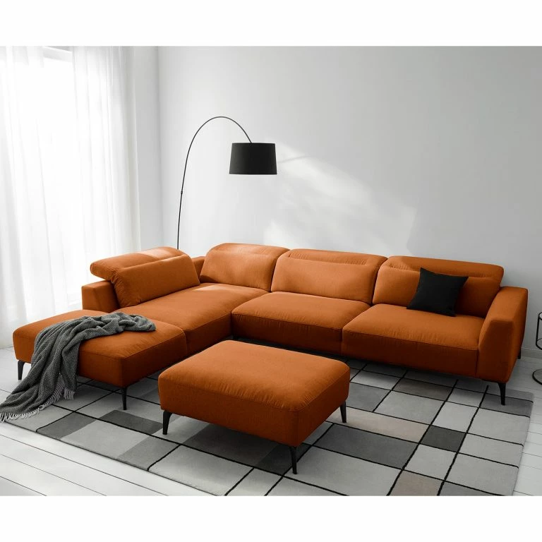 Loftscape Studio Copenhagen Canapé D’angle Berrie II – Tissu Saia: Rouille – Largeur : 325 Cm – Méridienne Longue à Gauche (vue De Face)